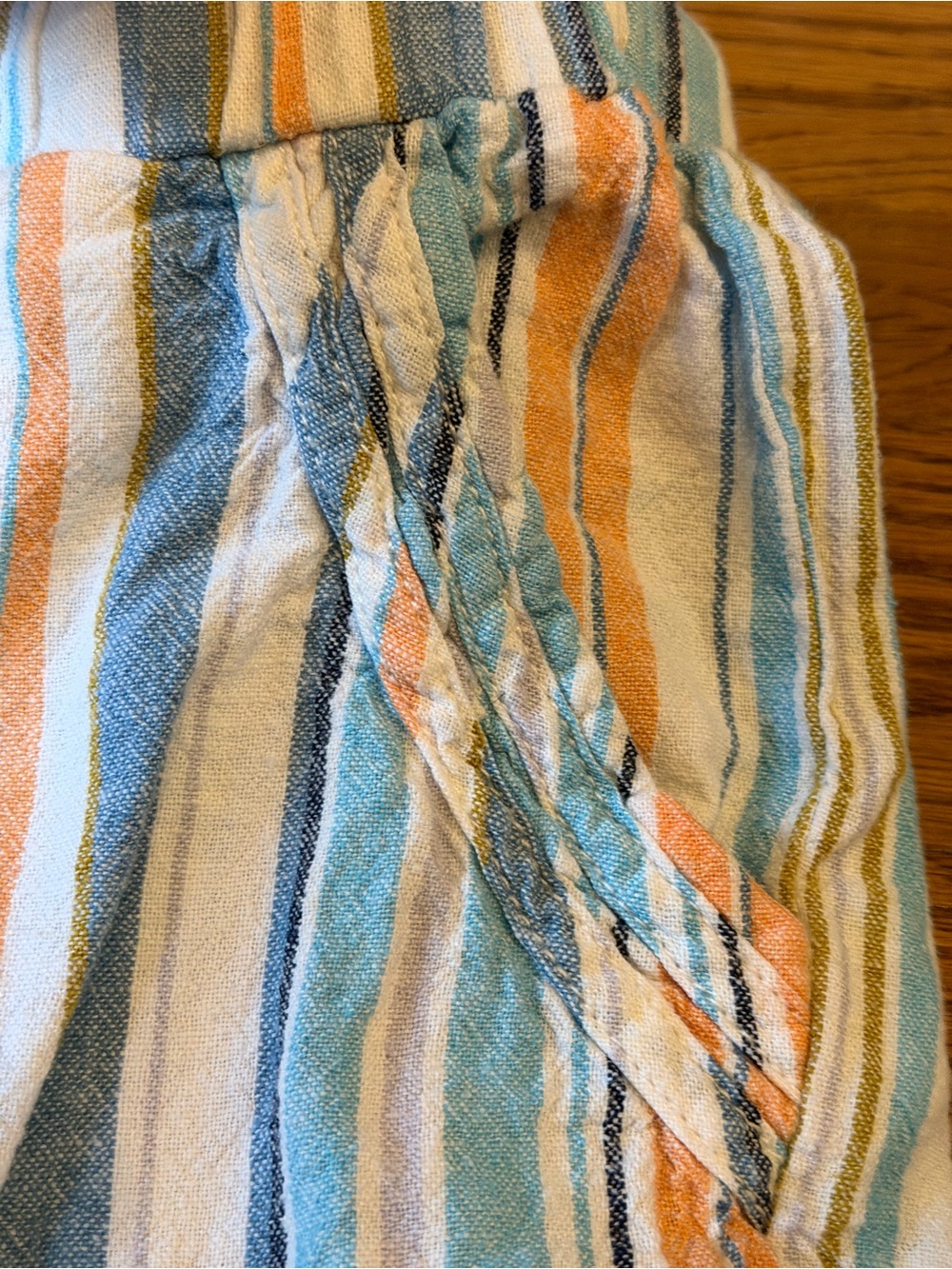 Briggs Linen Blend Striped Pull On Shorts Blue & Orange Women’s Large - Picture 7 of 12